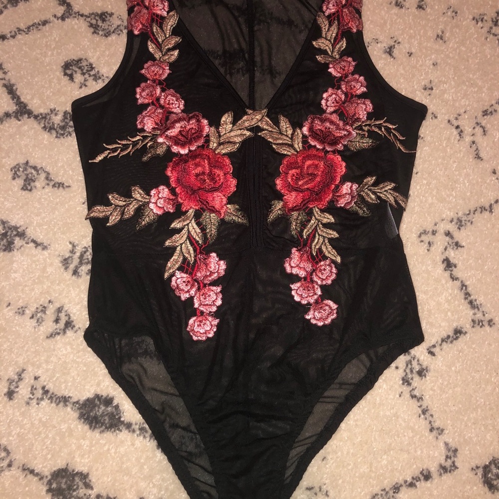 Rose bloom sheer body suit 🚫sold on Mercari - Picture 2 of 2